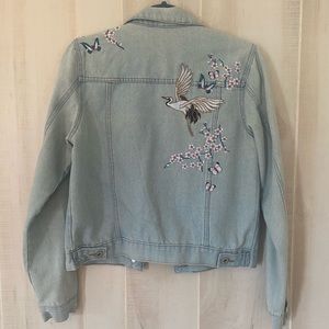 Embroidered Floral Denim Jacket Women’s sz M